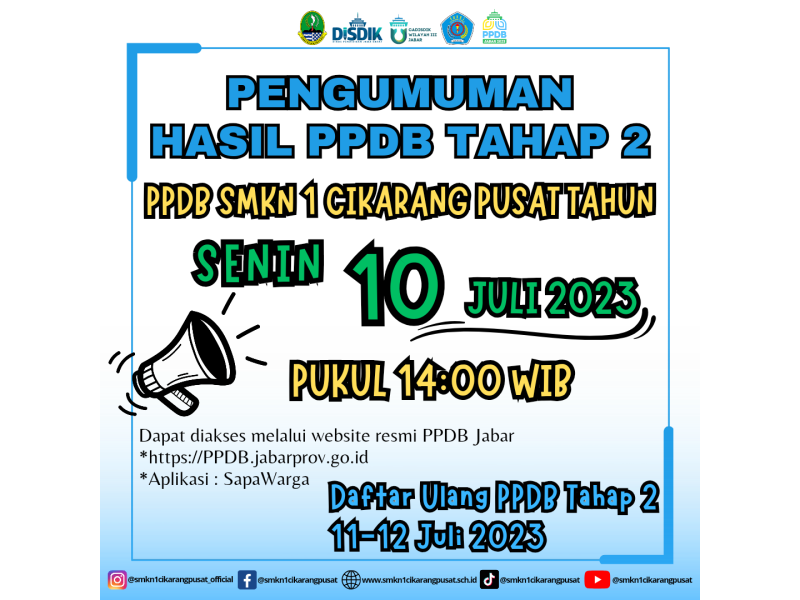 PENGUMUMAN HASIL PPDB TAHAP 2